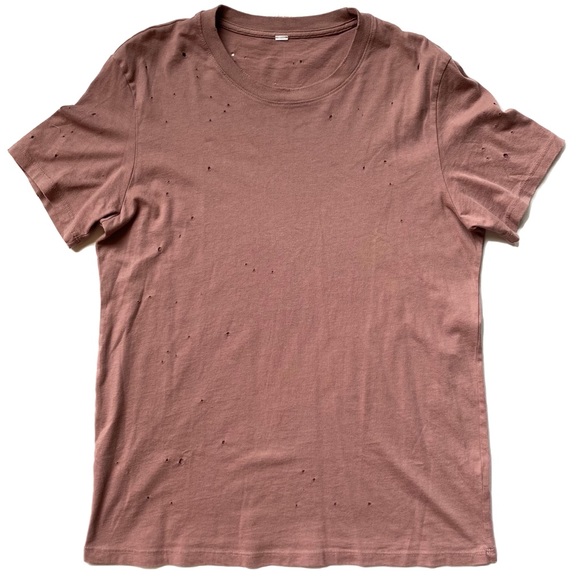 Alo Distresses T Shirt Smokey Quartz size L - Picture 2 of 2